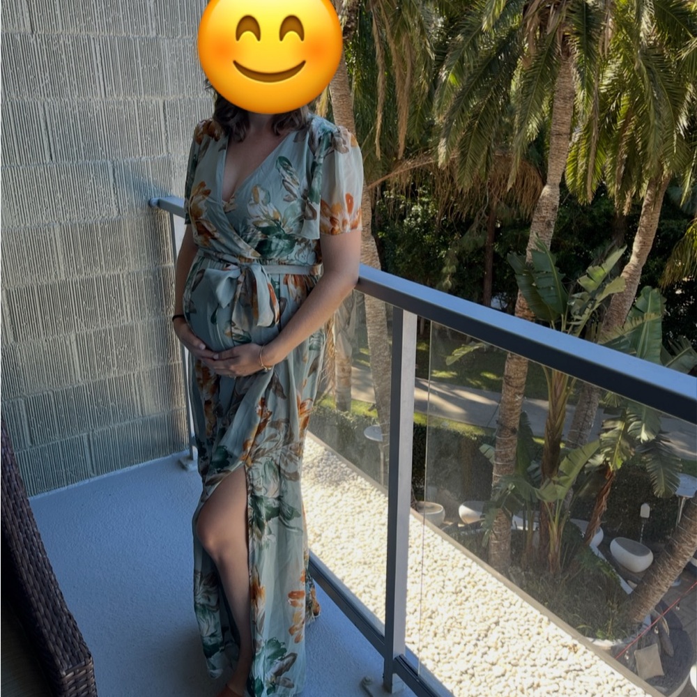 Pinkblush Floral Maxi Dress in Sage Green and Orange